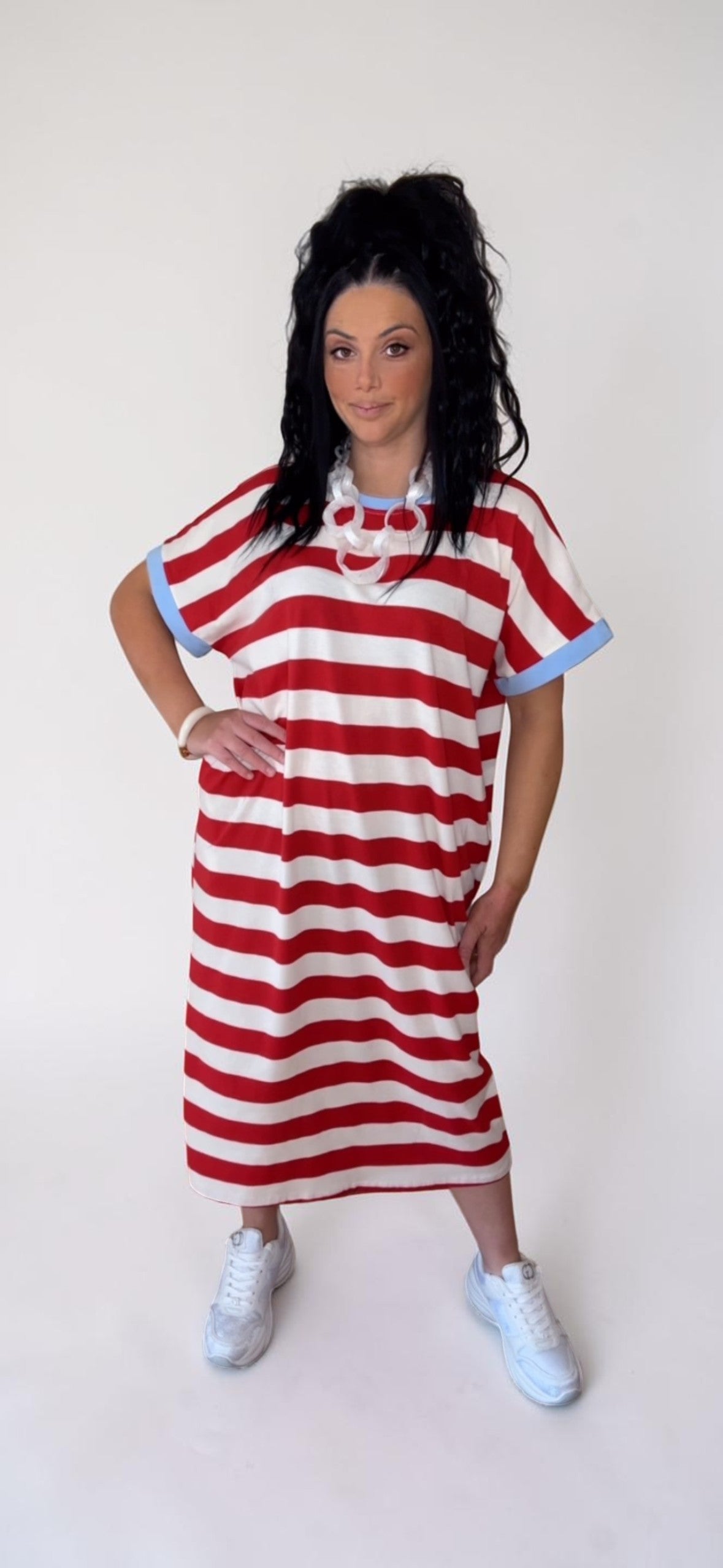 Vestido ribete azul