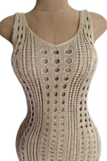 Vestido Crochet Calado Dorado