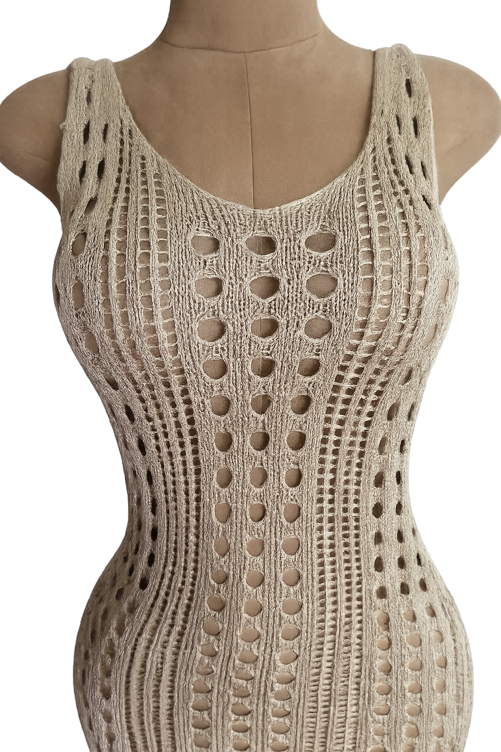 Vestido Crochet Calado Dorado