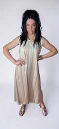 Vestido Largo Lurex Rayas Pastel