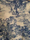 Conjunto de dos piezas PINTONAS con estampado de paisaje azul sobre fondo crudo, disponible en tallas S, M, L.